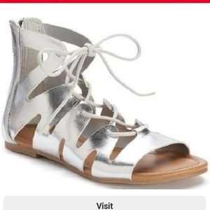 MUDD GIRLS Silver Gladiator Sandals